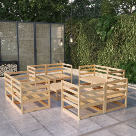 9-tlg. Garten-Lounge-Set Sarankan Massivholz Kiefer