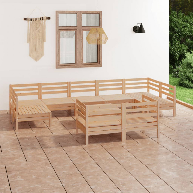 10-tlg. Garten-Lounge-Set Albania Massivholz Kiefer