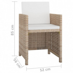 5-tlg. Garten-Essgruppe Kester mit Auflagen Poly Rattan Beige