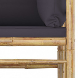 5-tlg. Garten-Lounge-Set Kimon mit Dunkelgrauen Kissen Bambus