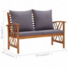 3-tlg. Garten-Lounge-Set Blue mit Auflagen Massivholz Akazie