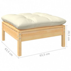 6-tlg. Garten-Lounge-Set Matej mit Creme Kissen Massivholz Kiefer