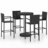 5-tlg. Gartenbar-Set Koa Poly Rattan Schwarz