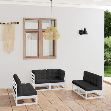 6-tlg. Garten-Lounge-Set Mattea mit Kissen Kiefer Massivholz