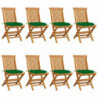 Gartenstühle mit Grünen Kissen 8 Stk. Massivholz Teak