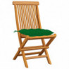Gartenstühle mit Grünen Kissen 8 Stk. Massivholz Teak