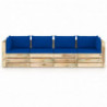 4-Sitzer-Gartensofa Esteban mit Kissen Grün Imprägniertes Holz