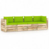 4-Sitzer-Gartensofa Estefania mit Kissen Grün Imprägniertes Holz