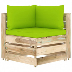 4-Sitzer-Gartensofa Estefania mit Kissen Grün Imprägniertes Holz
