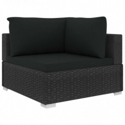 5-tlg. Garten-Lounge-Set Hella mit Auflagen Poly Rattan Schwarz