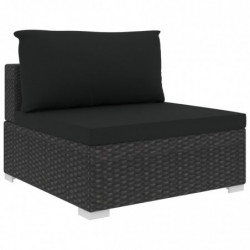 5-tlg. Garten-Lounge-Set Hella mit Auflagen Poly Rattan Schwarz