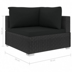 5-tlg. Garten-Lounge-Set Hella mit Auflagen Poly Rattan Schwarz