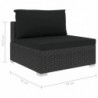 5-tlg. Garten-Lounge-Set Hella mit Auflagen Poly Rattan Schwarz