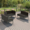 6-tlg. Garten-Lounge-Set Lian mit Auflagen Poly Rattan Grau