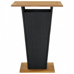 5-tlg. Gartenbar-Set Koray mit Kissen Poly Rattan Schwarz