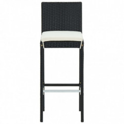 5-tlg. Gartenbar-Set Koray mit Kissen Poly Rattan Schwarz