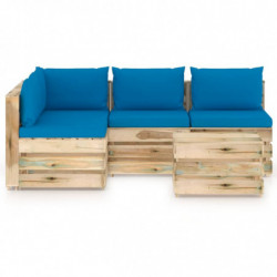 5-tlg. Garten-Lounge-Set Kosmas mit Kissen Grün Imprägniertes Holz