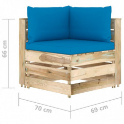 5-tlg. Garten-Lounge-Set Kosmas mit Kissen Grün Imprägniertes Holz