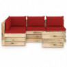 5-tlg. Garten-Lounge-Set Kosmo mit Kissen Grün Imprägniertes Holz