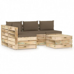 5-tlg. Garten-Lounge-Set Kostja mit Kissen Grün Imprägniertes Holz
