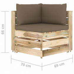 5-tlg. Garten-Lounge-Set Kostja mit Kissen Grün Imprägniertes Holz