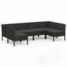 6-tlg. Garten-Lounge-Set mit Auflagen Poly Rattan Schwarz