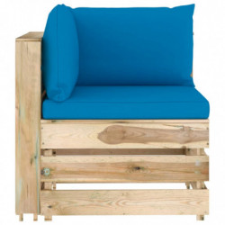 4-Sitzer-Gartensofa Estella mit Kissen Grün Imprägniertes Holz