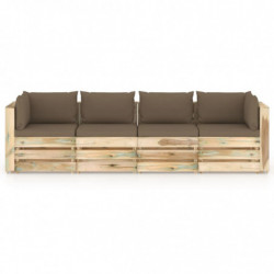 4-Sitzer-Gartensofa Ester mit Kissen Grün Imprägniertes Holz