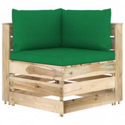5-tlg. Garten-Lounge-Set mit Kissen Grün Imprägniertes Holz