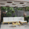 6-tlg. Garten-Lounge-Set Maximilian mit Kissen Cremeweiß Massivholz Akazie