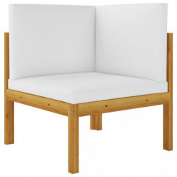 6-tlg. Garten-Lounge-Set Maximilian mit Kissen Cremeweiß Massivholz Akazie