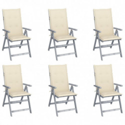 Verstellbare Gartenstühle 6 Stk. mit Auflagen Massivholz Akazie