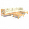 6-tlg. Garten-Lounge-Set Maylea mit Creme Kissen Kiefernholz