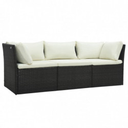 4-tlg. Garten-Lounge-Set Fabiola mit Auflagen Poly Rattan Braun