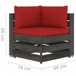 5-tlg. Garten-Lounge-Set Kunigonde mit Kissen Grau Imprägniertes Holz