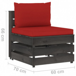 5-tlg. Garten-Lounge-Set Kunigonde mit Kissen Grau Imprägniertes Holz