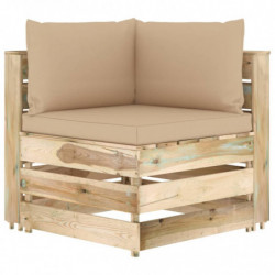 5-tlg. Garten-Lounge-Set Kunigunde mit Kissen Grün Imprägniertes Holz