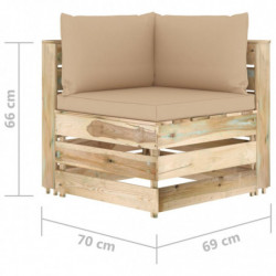 5-tlg. Garten-Lounge-Set Kunigunde mit Kissen Grün Imprägniertes Holz