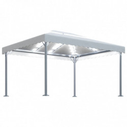 Pavillon Wladimir mit LED-Lichterkette 400x300 cm Cremeweiß Aluminium