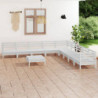 10-tlg. Garten-Lounge-Set Amke Massivholz Kiefer Weiß