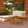 3-tlg. Garten-Lounge-Set Englanderia mit Cremeweißen Kissen Massivholz Akazie