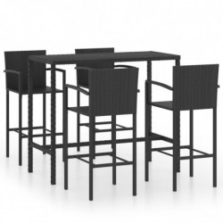 5-tlg. Gartenbar-Set Kylie Poly Rattan Schwarz