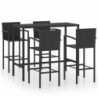 5-tlg. Gartenbar-Set Kylie Poly Rattan Schwarz