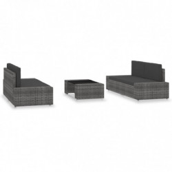 5-tlg. Garten-Lounge-Set Kyra Poly Rattan Grau