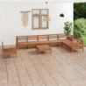 9-tlg. Garten-Lounge-Set Shirin Massivholz Kiefer Honigbraun