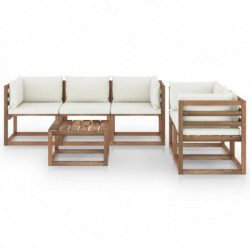 6-tlg. Garten-Lounge-Set mit Creme Kissen