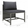 8-tlg. Garten-Lounge-Set mit Kissen Poly Rattan Grau