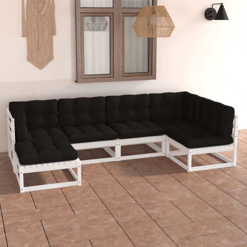 6-tlg. Garten-Lounge-Set mit Kissen Kiefer Massivholz