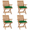 Klappbare Gartenstühle mit Kissen 4 Stk. Massivholz Teak