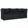 4-tlg. Garten-Lounge-Set Fedja mit Auflagen Poly Rattan Schwarz